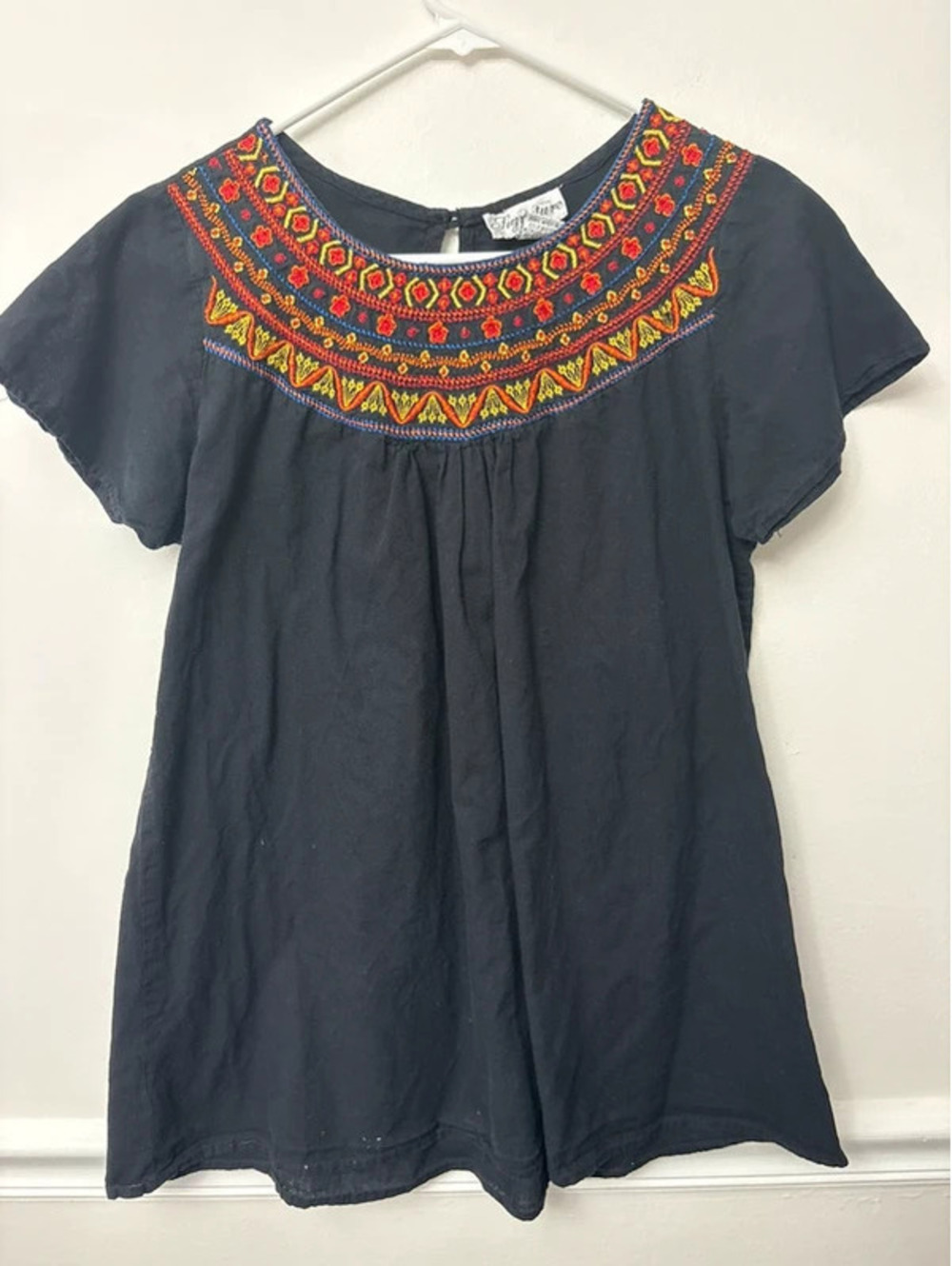 Embroidered Boho Peasant Top 100% Cotton Women’s M/L